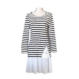 Anthropologie Maeve Size S Striped Dress Tunic Top Mixed Media Black White
